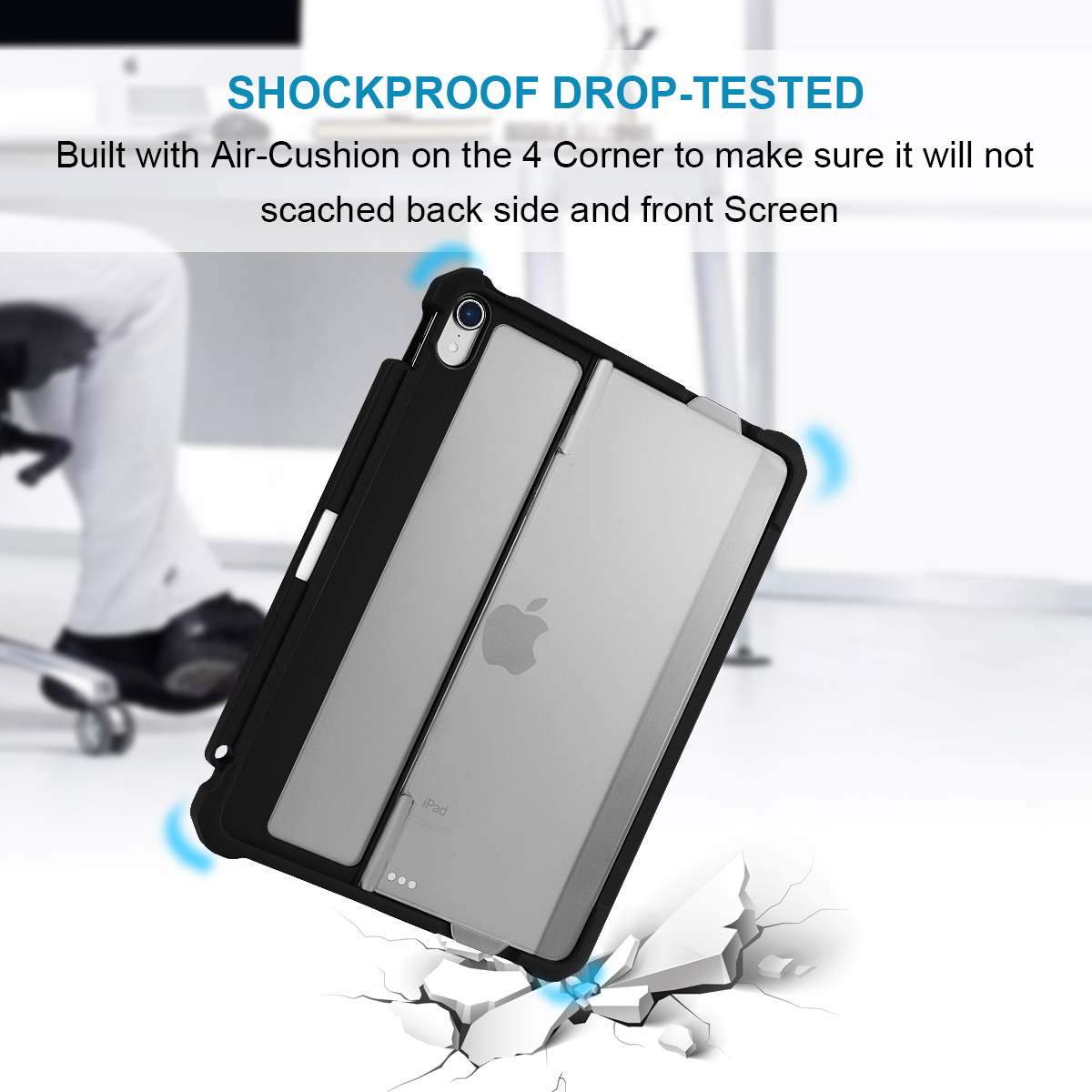 Top sell tablet heavy duty soft tpu bumper case cover with flexible standing for ipad pro 11